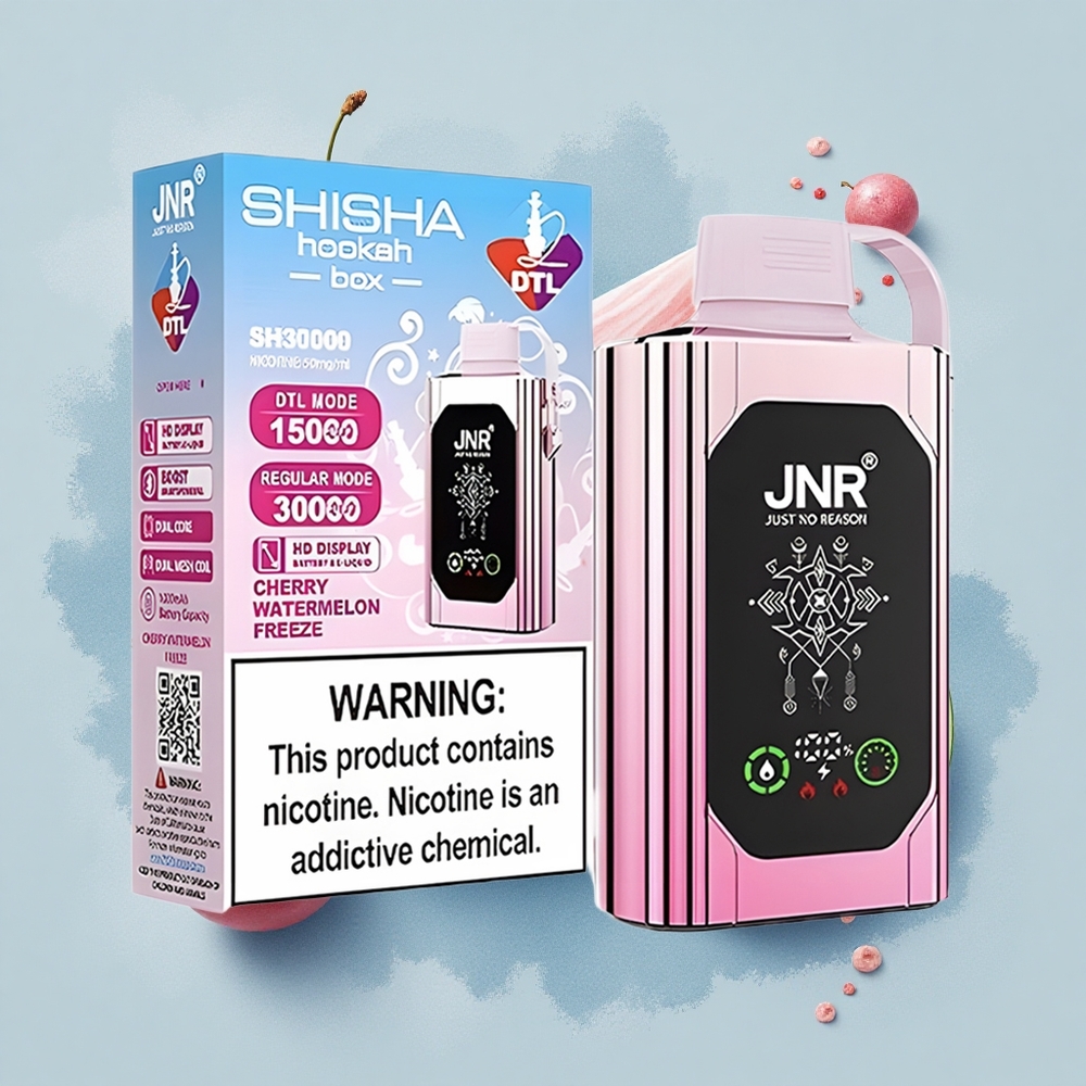 JNR Shisha Hookah Box 20500 Черешов Диня Замразяващ с HD Дисплей и Dual Mesh Coil