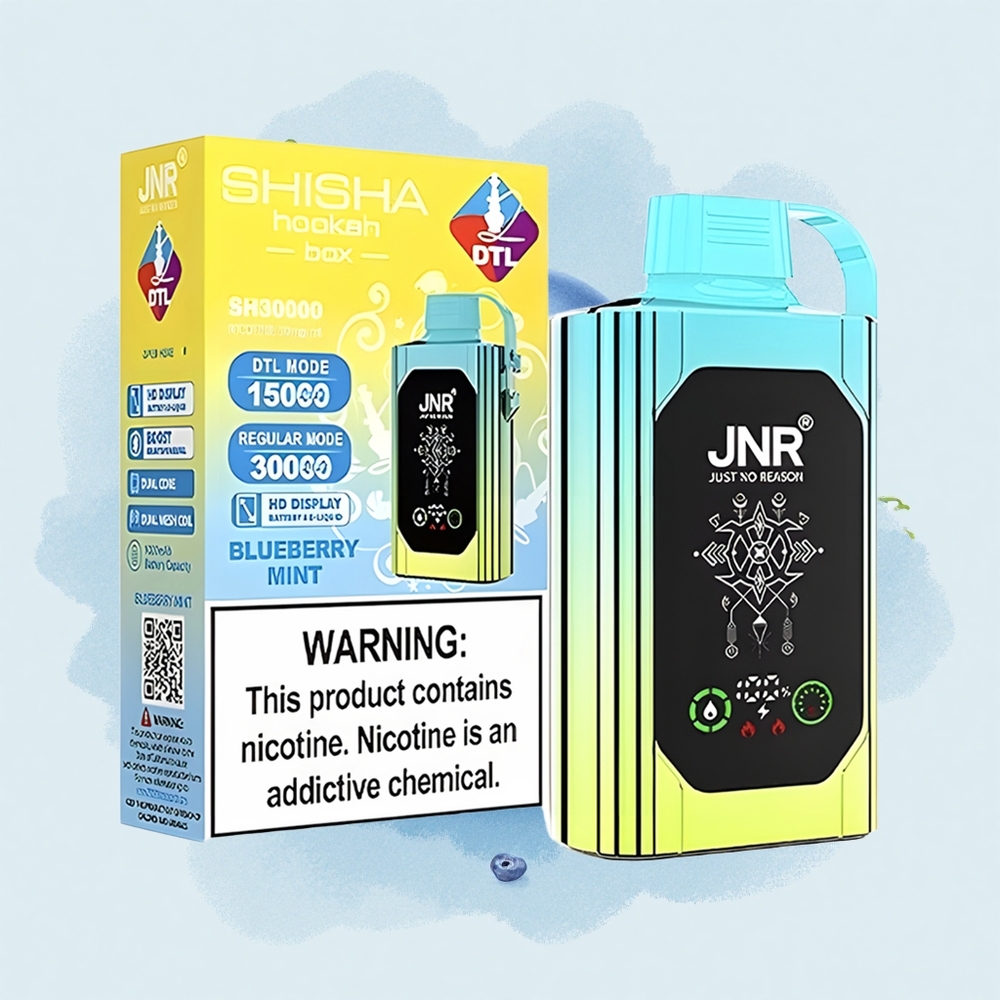 JNR Shisha Hookah Box 20500 Боровинкова Мента с HD Дисплей и Dual Mesh Coil