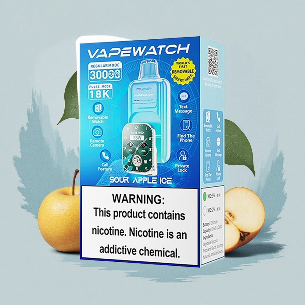 JNR VapeWatch 30000 Кисела Ябълка Лед 1000mAh Dual Mesh Coil