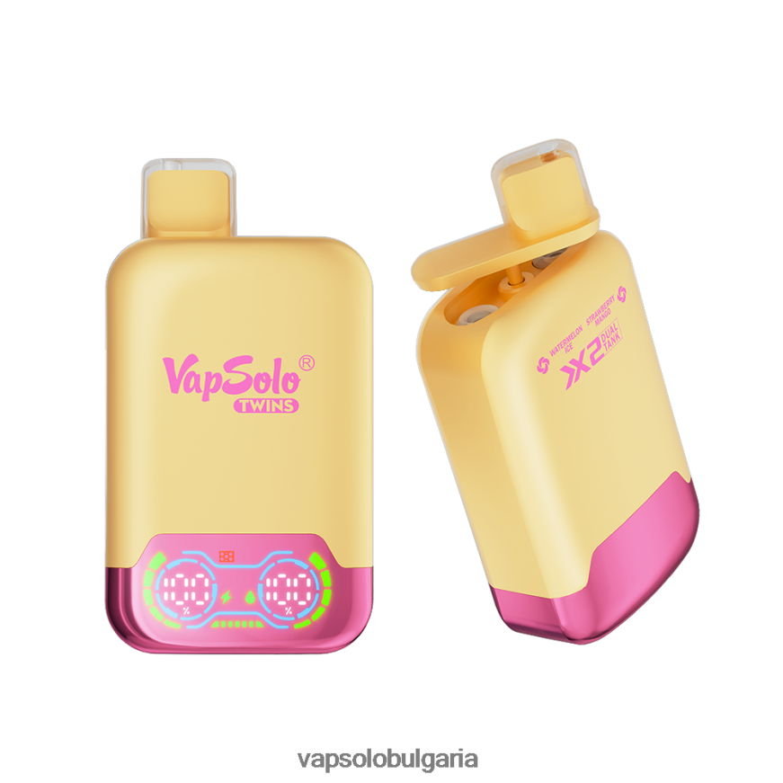 VapSolo Nicotine - VapSolo TWINS вейп за еднократна употреба H6H0BB35 лед от диня и манго от ягоди