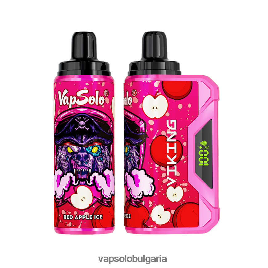 VapSolo Nicotine - VapSolo VIKING вейп за еднократна употреба H6H0BB42 червен ябълков лед